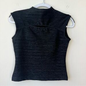 Vintage Dolhouse Mockneck Cutout Shimmer Sleeveless Top